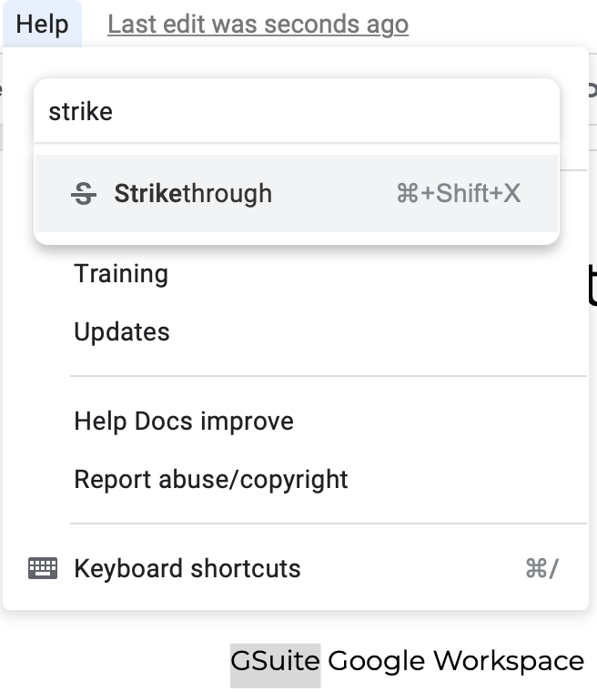 Strikethrough commands